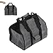 WAHEWUD Waxed Canvas Firewood Carrier Bag 16oz Water Log Carrier Large Portable Wood Holder with Side Tool Straps Rollable Foldable for Home Camping