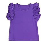 Wennikids Little Girls' Double Ruffle Solid Tank Top Small Purple