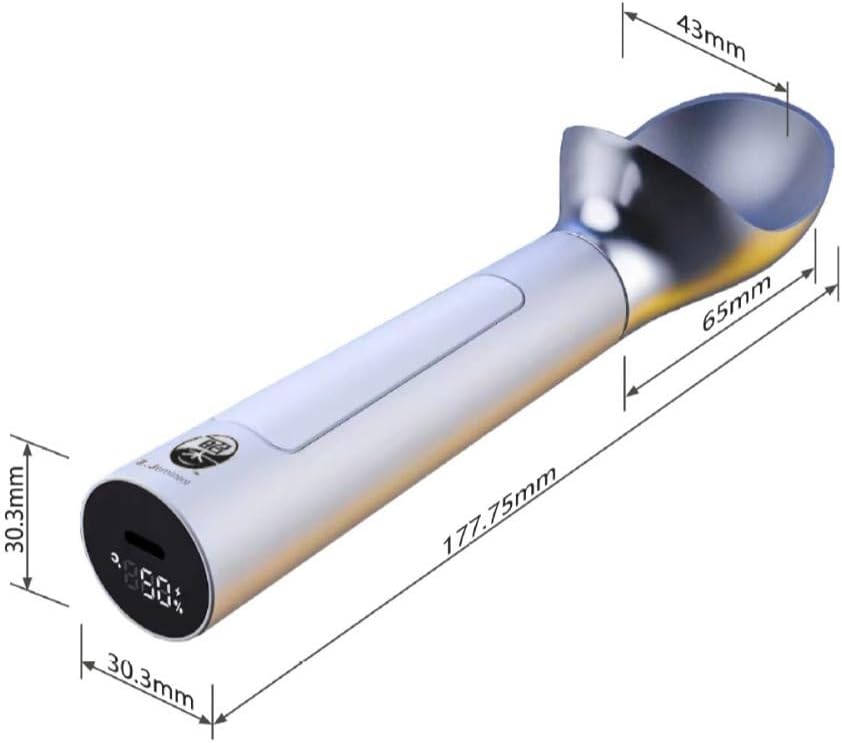 A heating ice cream spoon with an on/off switch, a kitchen tool for hard ice cream