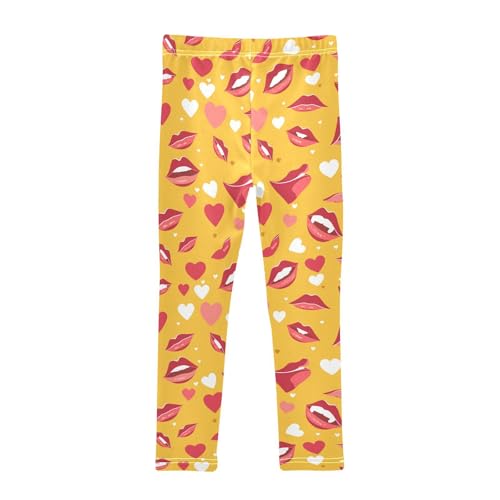 Lips Kiss Heart Pattern Lovoddler Girl Cotton Leggings Stretch Full Length Dance Pants Exercise2