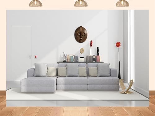 PEKRU 10x5ft Fabric Modern Minimalist Living Room Backdrop with Grey