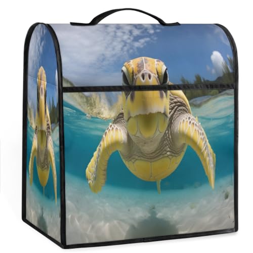 Coffee Maker Cover Cute Turtle Kitchen Appliance Covers Small Appliance Covers Blender Cover Juicer Cover Dust Covers for Kitchen Appliances with Top Handle and Pockets,Washable,B639