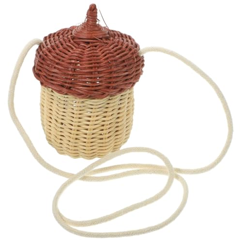 Garneck Decorative Rattan Bag for Boy Girl Multi-function Woven Handbag and Photography Prop Lightweight Beach Purse for Boy Girl Adorable Storage Basket with Unique Design