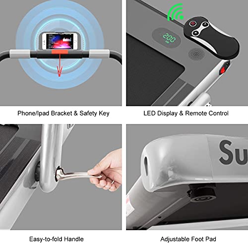 Image of GYMAX Walking Pad, 2 in 1 Free Installation Under Desk Treadmill with Smart App, Remote Control & LED Display, 2.25HP Foldable Portable Compact Running Machine for Small Spaces Home Office