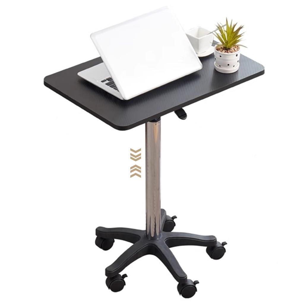 Adjustable Height Standing Desk, School Speech Lifting Stand Up Desk, Portable Swivel Mobile Laptop Table, Sofa Side Table with Brake Rollers(Black)