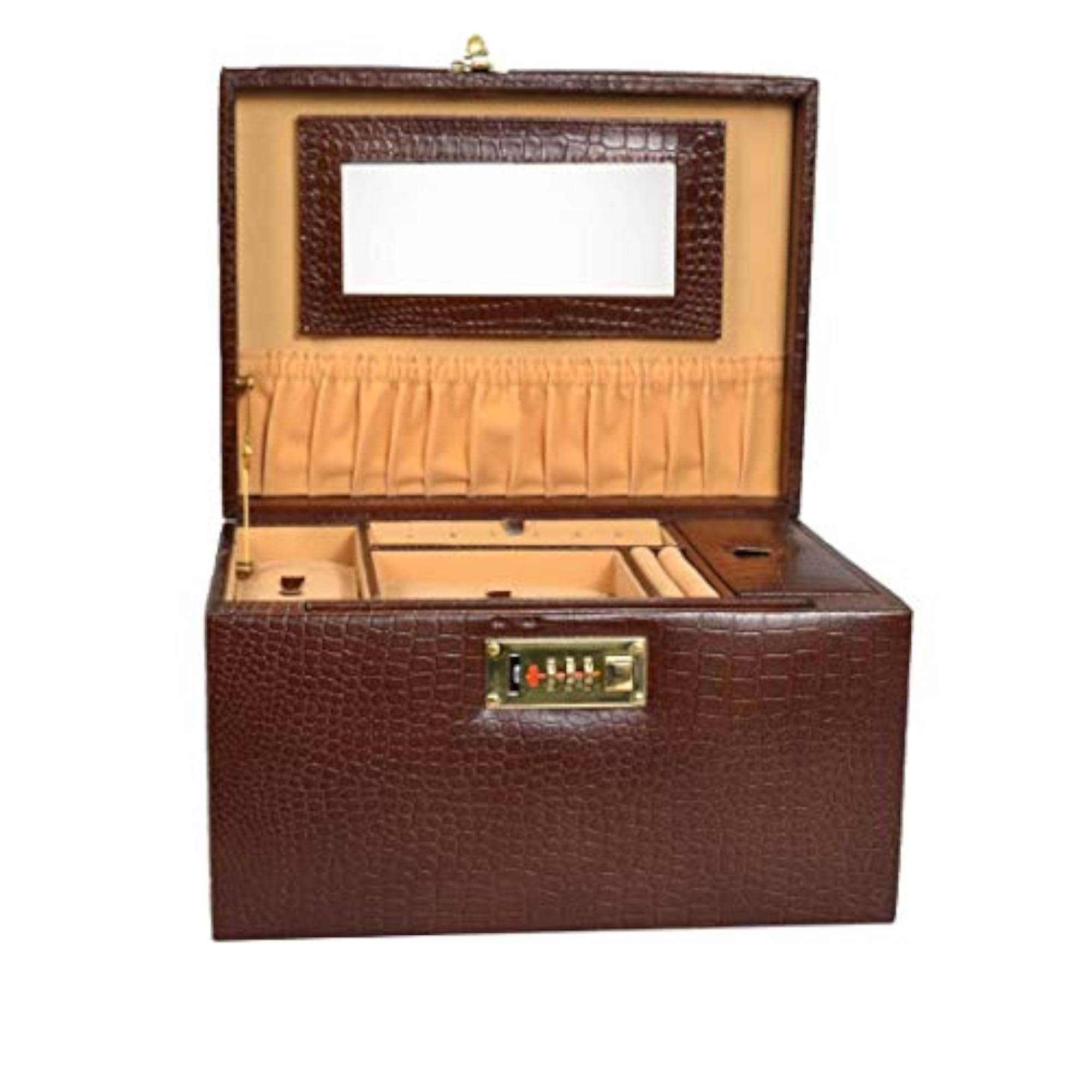 Genuine Four Tray Vanity Jewellery Box with Combination Lock