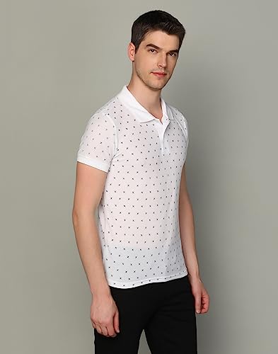 Image of INKKR Men's Printed Polo Neck Half Sleeve Multicolor T-Shirt