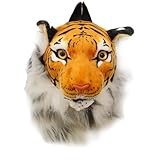 Cndiyald Tiger Head Backpack, 14 Inch Animal Head Shoulders Bag, Furry Stuffed Animal Backpack, Backpack for Travel