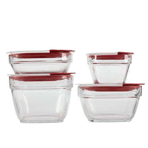 Rubbermaid Easy Find Lids Glass Food Storage and Meal Prep Containers, Set of 4 (8 Pieces Total), Racer Red - Thumbnail 2