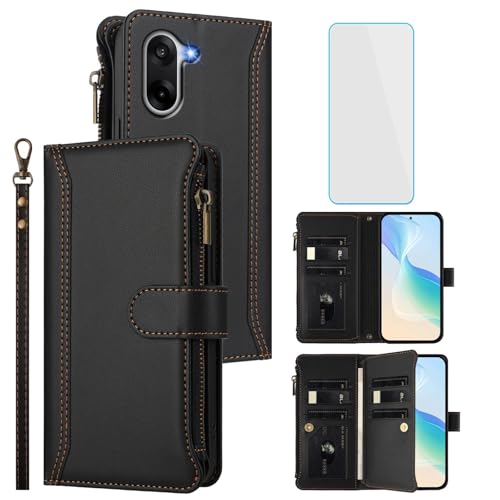 Housse antichoc OnePlus Nord CE5 portefeuille zippé avec film verre trempé écran