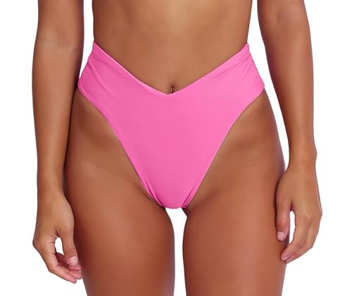 Image of geluboao Women's Bikini Bottom Sexy V Cut High Cut Swimsuit High Waisted Bathing Suit Bottoms