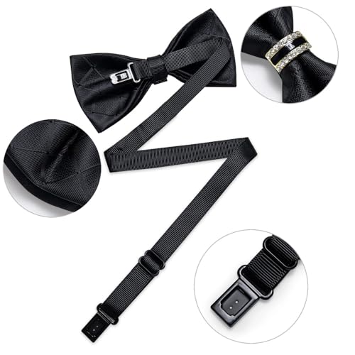 Set corbata de moño preatada con pañuelo y gemelos miniatura 5