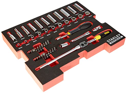 Stanley Fmht0-74295 Module Mousse Tstak Cliquets/Douilles 1/4' - Gamme FatMax - Mousse Bicolore - 48 Pièces