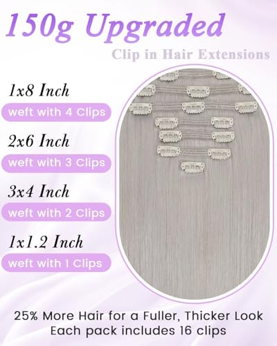 Image of LaaVoo Clip in Hair Extensions Real Human Hair Blonde Hair Extensions Clip ins Blonde Human Hair Clips in Extension Straight 24 Inch 7pcs /150g