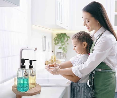 Image of JASAI 2PACK 18Oz Simple Glass Soap Dispensers with Black Rust Proof Pump
