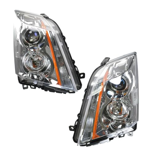 Image of TRQ Driver and Passenger Side Headlight Assembly 2 Piece Set Halogen Compatible with 2008-2013 Cadillac CTS 2014 Cadillac CTS Wagon or Coupe Only