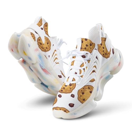 Chocolate Chip Cookies Men's Running Shoes Lightweight Walking Shoe Breathable Sneaker 12women/10men（EUR44）