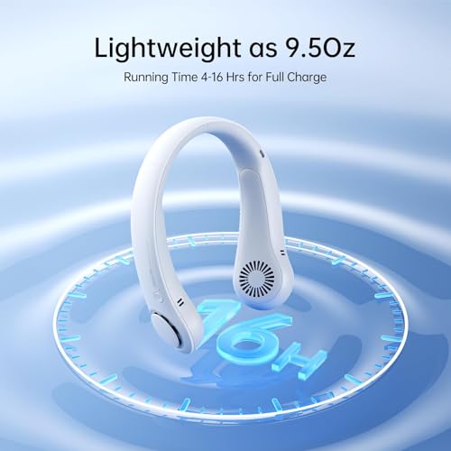 Image of JISULIFE Portable Neck Fan Life3, Hands-Free Bladeless, 5 Speeds, 4000 mAh Battery Operated Wearable Personal Fan, Twistable, Rechargeable, Gift for Women Men-Light Grey