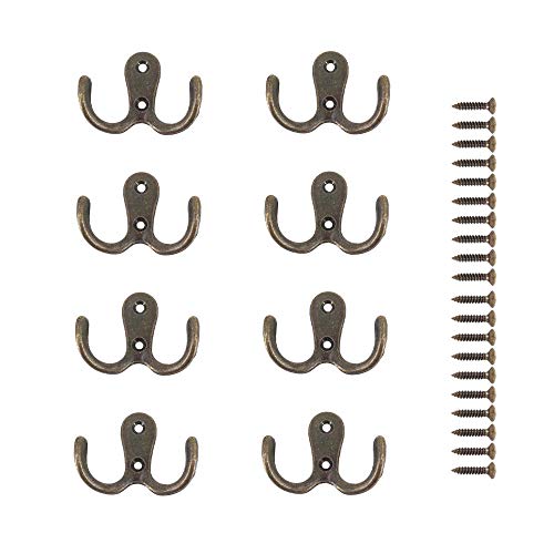 JINXM 8 Pièces Crochet a Vis Double Métal Crochets et Patères Rangement pour la Maison étagères Tiroirs Casiers Bain(Bronze)