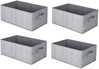OVAKIA 4 Piece Clothes Drawer Organisers,Foldable Storage Box,Fabric Wardrobe Organiser Drawer Dividers Box Bins with Handles,for Bras Socks Underwear Ties Scarves Cosmetics Toys Handkerchiefs