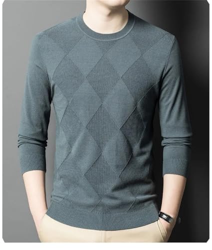 Men's Winter Diamond Pattern Knit Sweater Pullover Korean Casual Slim Fit Long Sleeve Top3