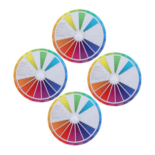JEWEDECO 4pcs Rotatable Watercolor Mixing Wheel for Painting and Drawing Small Learning Chart Art Students Color Blending Tool for Classroom and Craft