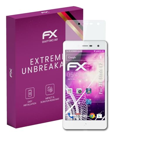 atFoliX Lámina Protectora de plástico Cristal compatible con ZTE Blade L7 Película Vidrio, 9H Hybrid-Glass FX Protector Pantalla Vidrio templado de plástico