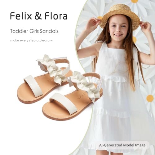 Image of Felix & Flora Toddler Girl Sandals - Little Girl Easter Dress Shoes Lightweight Open Toe Beach Holiday Flats