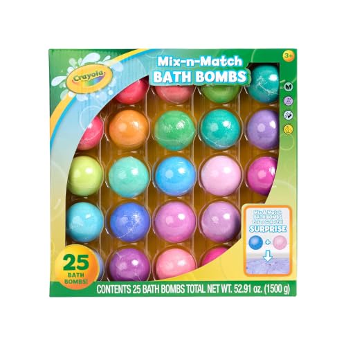 Crayola Color-Twist Bath Bombs Deluxe 25 Pack, Individually Wrapped Color Changing Bath Bombs with Surprise Inside Color, Non-Toxic, Safe for Sensitive Skin