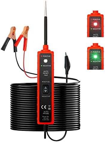 Power Circuit Probe Tester with Overload Protection and Component Activation,Polarity Identify Continuity Short Circuit Tester 6-24V with LED Test Light,Buzzer Warning,13FT Long Extension Cable