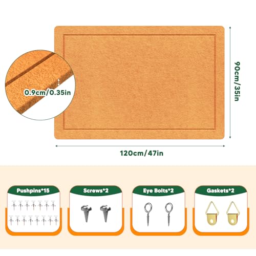 MQAAUP Cork Bulletin Board, 48×36 in Frameless Foldable and Dual Installation Felt Pin Board, Self-Healing Felt Board for Wall, Multi-use Vision & Picture Collage Pin Board with 15 Push Pins by MQAAUP - Image 2
