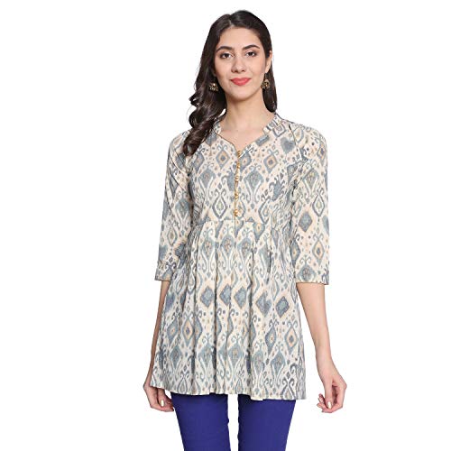 Image of Rapsodia Women Abstract Printed Cotton Short Kurta (Off White)