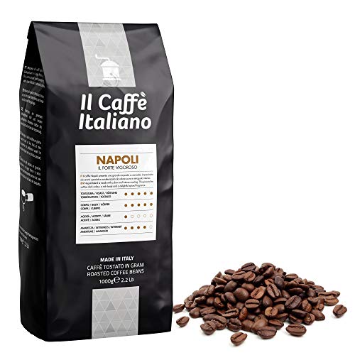 FRHOME - 1 kg de grains de café - Cafè Mélange Napoli intensité 12 - Il caffè italiano