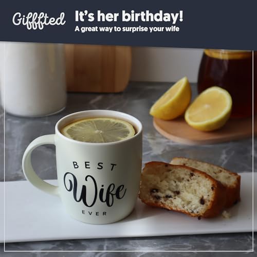Triple Gifffted Worlds Best Wife Ever Coffee Mug and Socks Gifts For Women From Husband For Valentines For Her Birthday Wedding Anniversary Christmas Mothers Day, Ceramic, Cream, 380ML - Image 3
