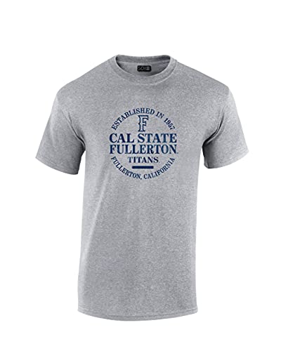 Cal State Fullerton Titans 100% Pre-Shrunk College Short Sleeve, Sport Gray, MD