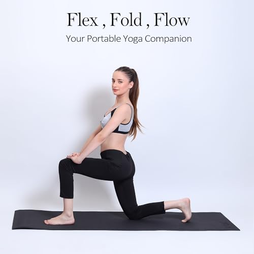 Image of Fitness Mantra EVA Yoga Mat for Home Workout & Yoga | 6mm Thick Exercise Mat with Anti-Skid Surface | Lightweight & Easy to Carry | Soft Cushion Workout Mat for Men & Women (Black)