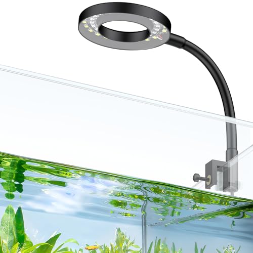 Pawfly 4.5 W LED Aquarium Light Clip On Fish Tank Light for 3.8 to 38 L Fish Tanks USB Moving Aquarium Lamp with Full Spectrum Dimmable White Blue Red Green Lights with Timer (Adapter Not Included)
