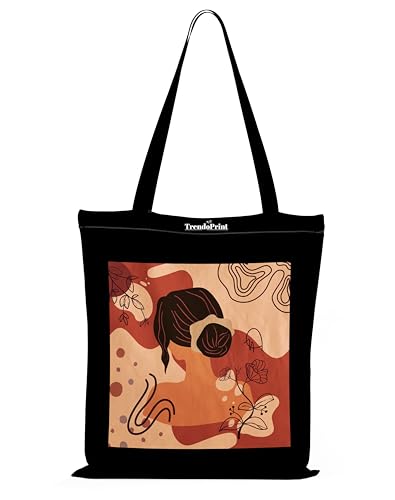 Image of TrendoPrint Canvas Tote Bags for Women with Zip, College Bag for Girls, 100% Organic Cotton Tote Bag for Shopping, Travel & Beach