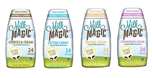 Milk Magic Liquid Milk Infusions Bundle (pack of 4): 1 Cookies & Cream, 1 Cotton Candy, 1 Orange Cream, & 1 Strawberry Cream