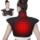 Red Light Therapy for Shoulder & Neck, 165 LEDs 660nm & 850nm Near Infrared Light Therapy for Upper Back, Wearable Pain Relief Pad for Muscle, Stiffness, Home & Office Use，Black