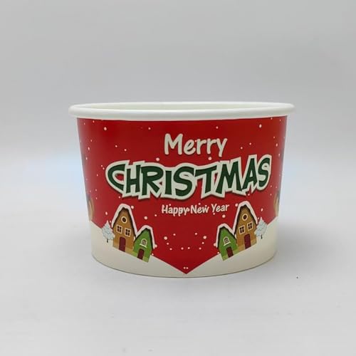 AOBOPO クリスマス使い捨てペーパーカップ 50 個セット 6 オンス パーティー用 サンタ・雪だるまデコレーション アイスクリームカップ・スナックカップ・ホットスープボウル兼用 メリークリスマスデザート容器 パーティーデコレーション用品