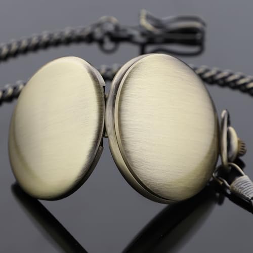 Image of Tiong Smooth Pocket Watches Quartz Arabic Numerals Men Pocket Watch with Chain&Box