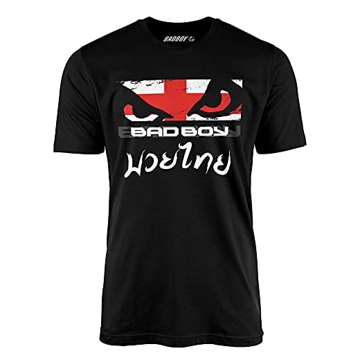 Bad Boy MMA svart St George Storbritanniens flagga Muay Thai Fighter t-shirt – ny (stor)