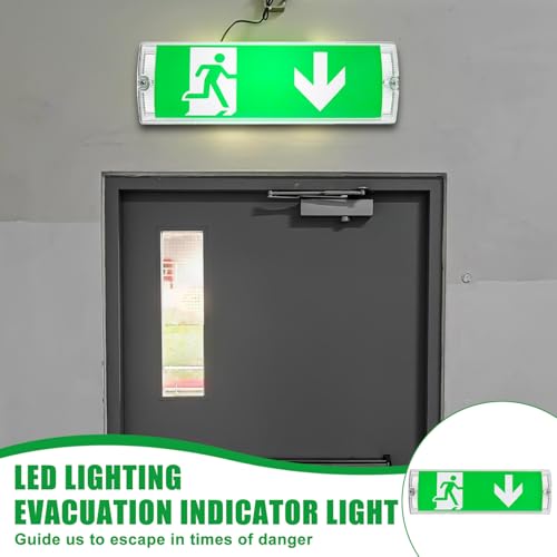 LED Notbeleuchtung, IP65 Dauerlicht LED Notleuchte, Fluchtwegleuchte, Notausgangsschild inkl mit Notstromakku 3H, 4 Notausgangspiktogramm, 100 Lampenperle Wasserdicht Notleuchte für Wandmontage