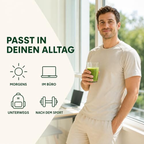 Grüne Entgiftungspulver, Grünes Superfood-Pulver Helfer – pflanzliche Mischung mit Matcha, Gerstengras, Spirulina & Wildheidelbeere… – Ansicht 6
