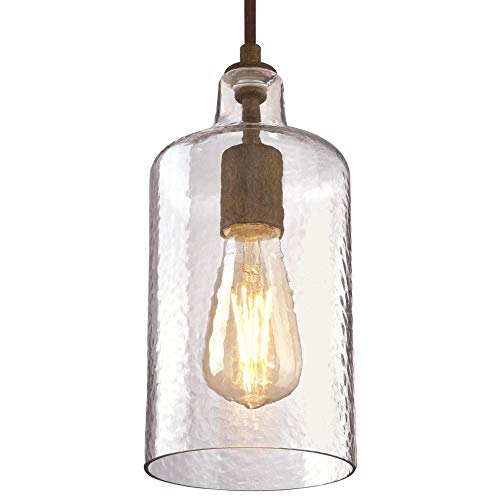 Westinghouse-6371300-Barnwood-Finish-with-Clear-Textured-Glass-Carmen-One-Light-Indoor-Mini-Pendant-Size Westinghouse 6371300 Barnwood Finish with Clear Textured Glass Carmen One Light Indoor Mini Pendant Size