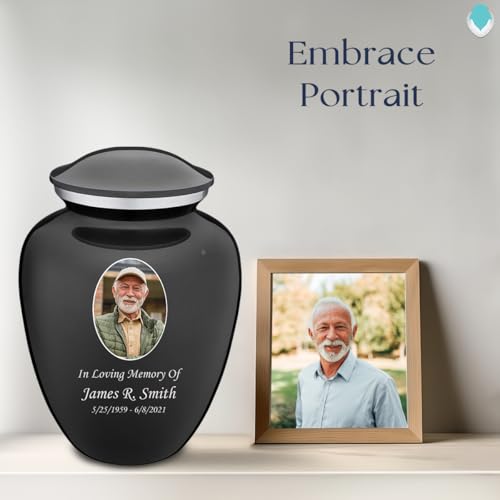 Image of Geturns Embrace Adult Personalized Picture Cremation Urns for Human Ashes I Large Photo Charcoal Funeral Urn for Men and Women I 200 lbs