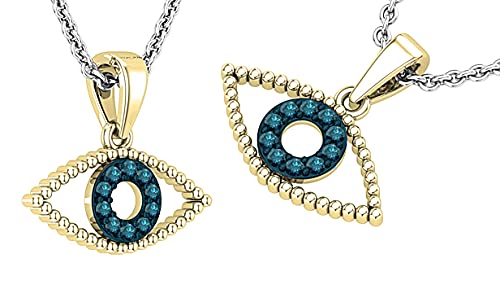 Dazzlingrock Collection Round Gemstone Womens Classic Evil Eye Shiny Charm Party Wear Pendant with 18 Inch Silver Chain, Available in Metal 10K/14K/18K Solid Gold & 925 Sterling Silver2