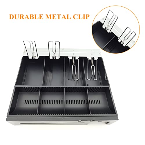 Cash Drawer Insert Tray 4 Grids Double Layers Money Tray Replacement Drawer Register Insert Tray Currency Compartment Money Storage Box With Metal Wire Gripper #TOP5