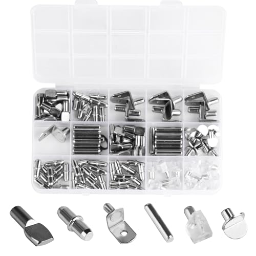 130 Stück Regalbodenträger 5mm 6mm Einlegeboden Halter Bodenträger für Einlegeböden Regalbodenhalter Metall Regalstifte für Kleiderschrank Bücherregal Schränke Küchenschrank(6 Stile)